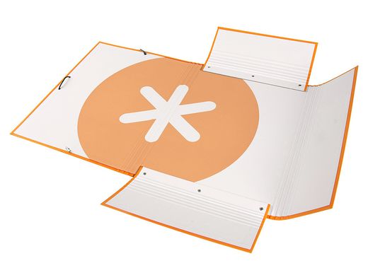 Carpeta liderpapel antartik gomas A4 3 solapas carton forrado color mostaza