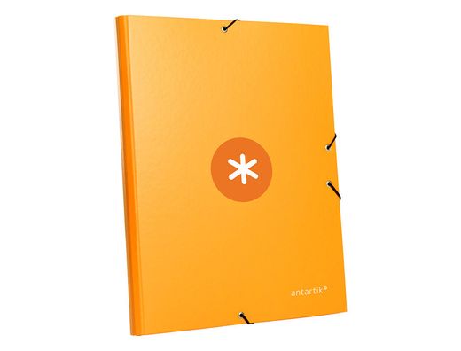 Carpeta liderpapel antartik gomas A4 3 solapas carton forrado color mostaza