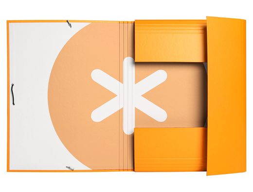 Carpeta liderpapel antartik gomas A4 3 solapas carton forrado color mostaza