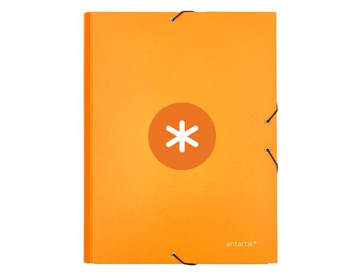 Carpeta liderpapel antartik gomas A4 3 solapas carton forrado color mostaza