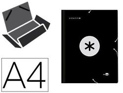 Carpeta Liderpapel Antartik Gomas A4 3 Solapas Carton Forrado Color Negro