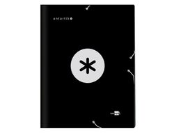 Carpeta Liderpapel Antartik Gomas A4 3 Solapas Carton Forrado Color Negro