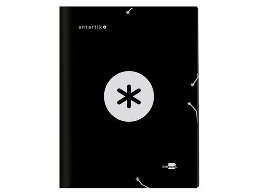 Carpeta Liderpapel Antartik Gomas A4 3 Solapas Carton Forrado Color Negro