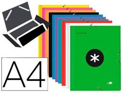 Carpeta Liderpapel Antartik Gomas A4 3 Solapas Carton Forrado Colores Surtidos