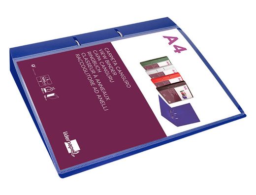 Carpeta liderpapel canguro 2 anillas 40 mm mixtas polipropileno din a4 azul translicudo