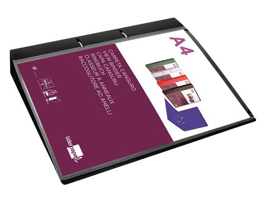Carpeta liderpapel canguro 2 anillas 40 mm mixtas polipropileno din a4 negro opaco