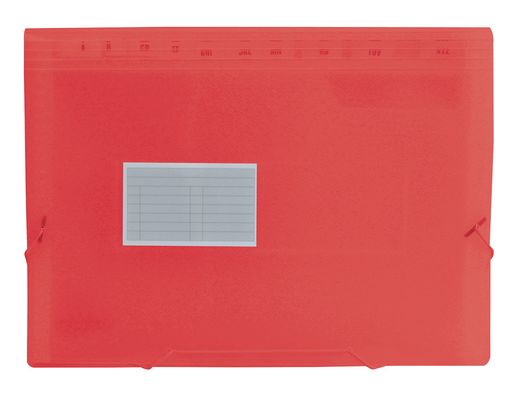 Carpeta Liderpapel Clasificador Fuelle 32110 Polipropileno Din A4 Roja Transparente 13 Departamentos