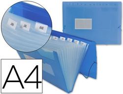 Carpeta Liderpapel Clasificador Fuelle 32112 Polipropileno Din A4 Azul Transparente 13 Departamentos