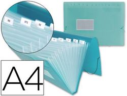 Carpeta Liderpapel Clasificador Fuelle 32113 Polipropileno Din A4 Verde Transparente 13 Departamentos