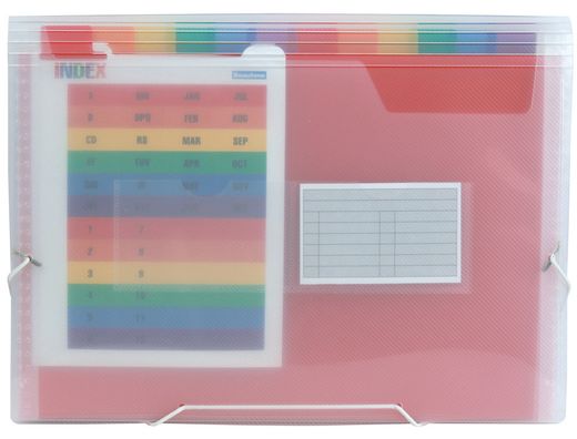 Carpeta Liderpapel Clasificador Fuelle 42159 Polipropileno A4 Tte 2 Huecos Tarjetas Spectrafile 13 Dpto