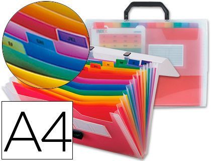 Carpeta Liderpapel Clasificador Fuelle 45144 Polipropileno A4 Transparente con Asa Spectrafile 26 Dpto