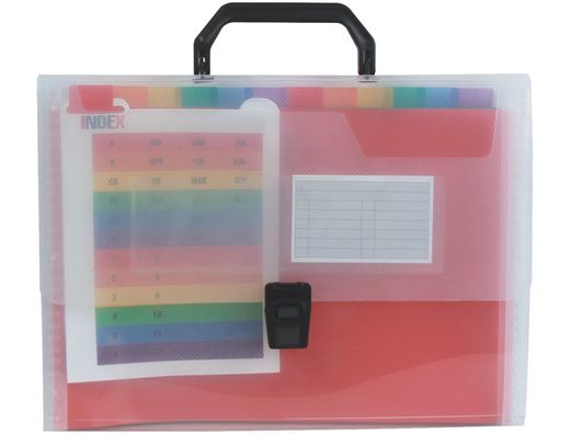 Carpeta Liderpapel Clasificador Fuelle 45144 Polipropileno A4 Transparente con Asa Spectrafile 26 Dpto
