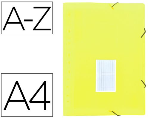 Carpeta liderpapel clasificador fuelle polipropileno din a4 amarillo fluor opaco 13 departamentos