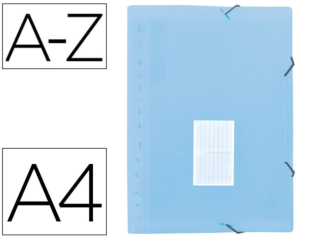 Carpeta liderpapel clasificador fuelle polipropileno din a4 celeste opaco 13 departamentos