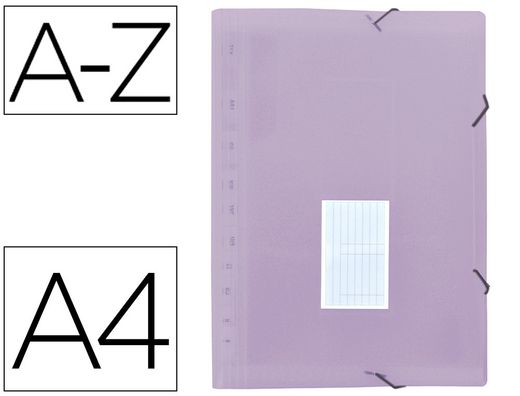 Carpeta liderpapel clasificador fuelle polipropileno din a4 lavanda opaco 13 departamentos