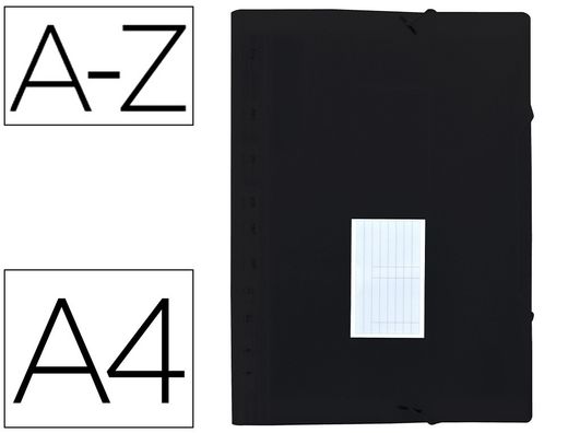 Carpeta liderpapel clasificador fuelle polipropileno din a4 negro opaco 13 departamentos