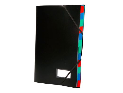Carpeta liderpapel clasificadora polipropileno din a4 negra -portafirmas -12 departamentos