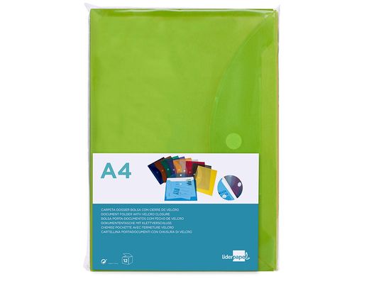 Carpeta Liderpapel Dossier A4 Cierre de Velcro Verde