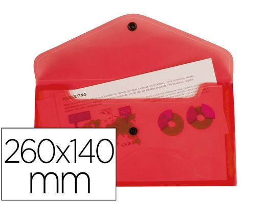 Carpeta liderpapel dossier broche polipropileno tama o sobre americano 260x140 mm rojo translucido