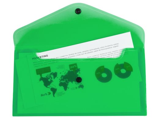 Carpeta Liderpapel Dossier Broche Polipropileno Tamaño Sobre Americano 260X140Mm Verde