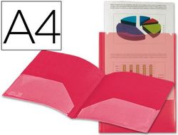 Carpeta Liderpapel Dossier Dos Bolsas Canguro 45680 Polipropileno Din A4 Roja