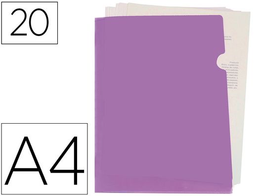 Carpeta liderpapel dossier u ero polipropileno din a4 lavanda opaco 20 hojas
