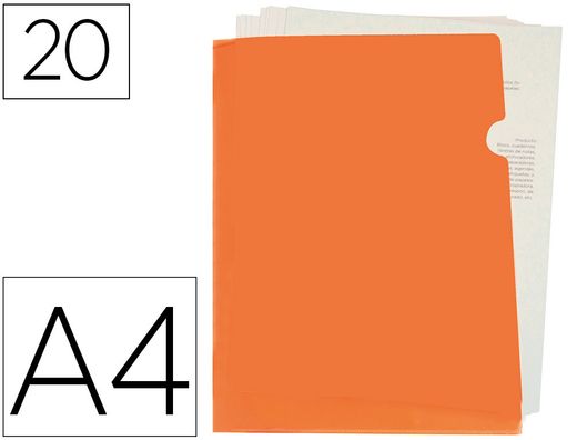 Carpeta liderpapel dossier u ero polipropileno din a4 naranja fluor opaco 20 hojas
