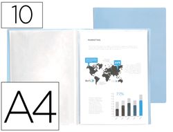 Carpeta liderpapel escaparate 10 fundas polipropileno DIN A4 celeste opaco
