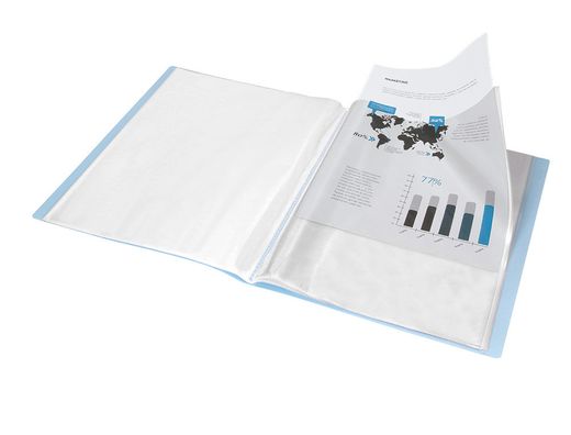 Carpeta liderpapel escaparate 10 fundas polipropileno DIN A4 celeste opaco