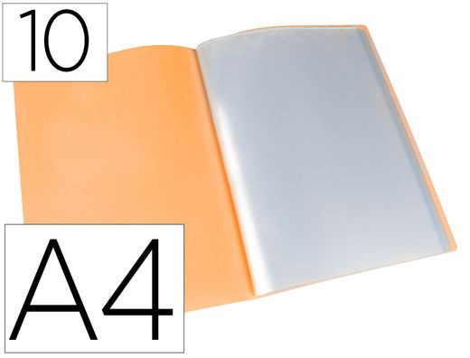 Carpeta liderpapel escaparate 10 fundas polipropileno din a4 naranja fluor opaco