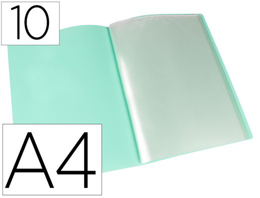 Carpeta liderpapel escaparate 10 fundas polipropileno din a4 verde manzana opaco