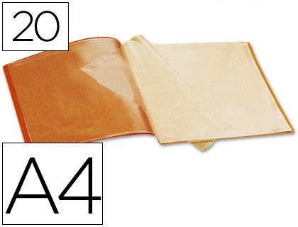 Carpeta liderpapel escaparate 20 fundas polipropileno din a4 naranja fluor opaco