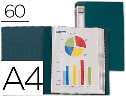 Carpeta Liderpapel Escaparate 31743 60 Fundas Polipropileno Din A4 Verde -Lomo Personalizable