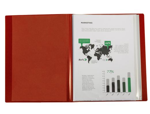 Carpeta Liderpapel Escaparate 31760 80 Fundas Polipropileno Din A4 Roja Lomo Personalizable