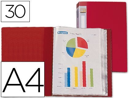 Carpeta Liderpapel Escaparate 37020 30 Fundas Polipropileno Din A4 Roja Lomo Personalizable