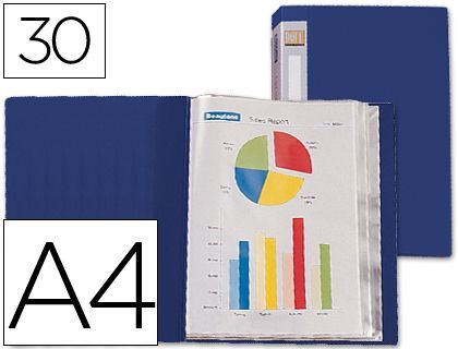 Carpeta Liderpapel Escaparate 37022 30 Fundas Polipropileno Din A4 Azul Lomo Personalizable