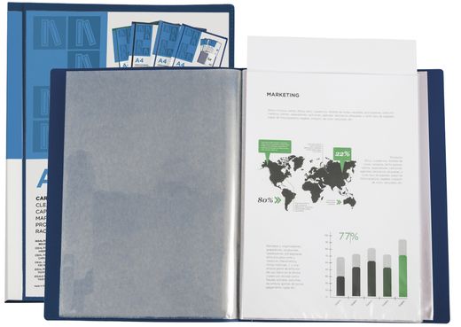 Carpeta Liderpapel Escaparate 37732 40 Fundas Canguro Polipropileno Din A4 Azul Portada y Lomo Personalizable