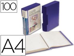 Carpeta Liderpapel Escaparate 37862 100 Fundas Polipropilenodin A4 Azul con Cajetin