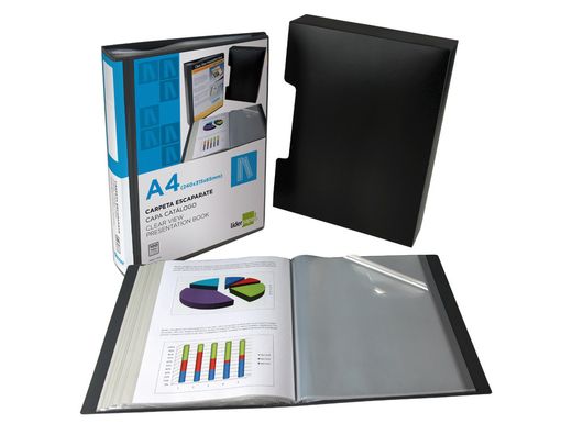 Carpeta Liderpapel Escaparate 37862 100 Fundas Polipropilenodin A4 Azul con Cajetin