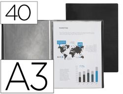Carpeta liderpapel escaparate 40 fundas polipropileno din a3 negro opaco