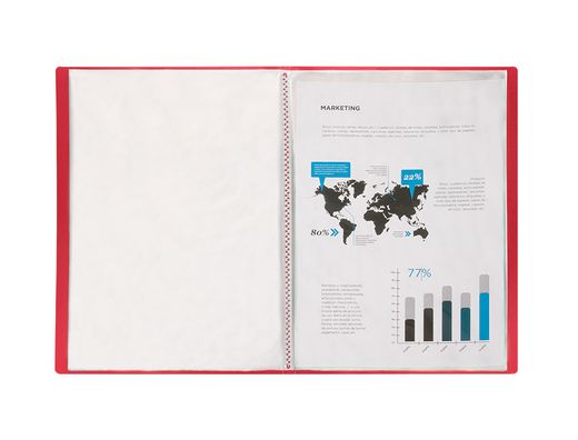 Carpeta liderpapel escaparate 40 fundas polipropileno din a3 rojo translucido