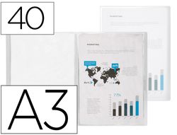 Carpeta liderpapel escaparate 40 fundas polipropileno din a3 transparente translucido