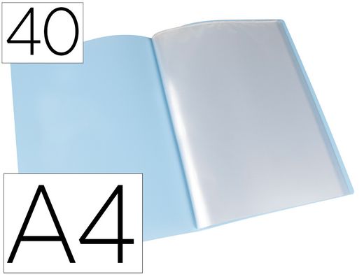 Carpeta liderpapel escaparate 40 fundas polipropileno din a4 celeste opaco