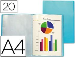 Carpeta Liderpapel Escaparate 47042 20 Fundas Polipropileno Traslucida Din A4 Azul Frosty