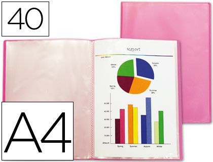 Carpeta Liderpapel Escaparate 47050 40 Fundas Polipropileno Traslucida Din A4 Rojo Frosty