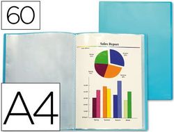 Carpeta Liderpapel Escaparate 47072 60 Fundas Polipropileno Traslucida Din A4 Azul Frosty
