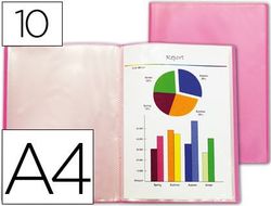 Carpeta Liderpapel Escaparate 47480 10 Fundas Polipropileno Traslucida Din A4 Rojo Frosty