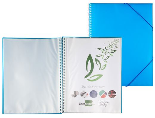 Carpeta Liderpapel Escaparate con Espiral 10 Fundas Polipropileno Din A4 Azul
