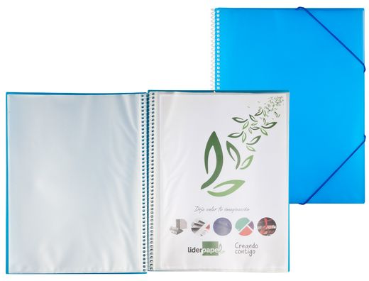 Carpeta Liderpapel Escaparate con Espiral 20 Fundas Polipropileno Din A4 Azul