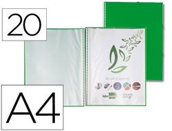 Carpeta Liderpapel Escaparate con Espiral 20 Fundas Polipropileno Din A4 Verde